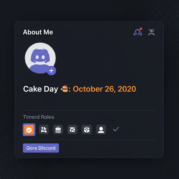 Discord bio with a dynamic timestamp for profile customization