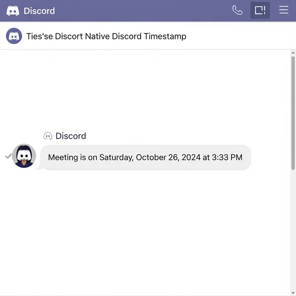 Native Discord timestamp displayed in a chat message example