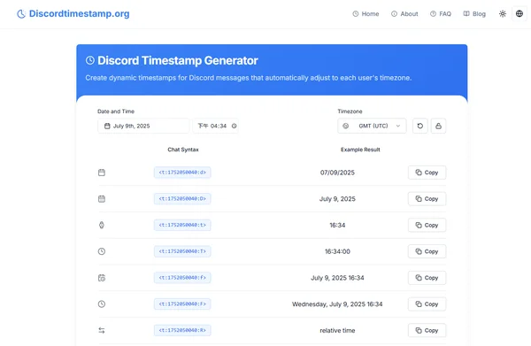 Discord 消息自动调整时间戳